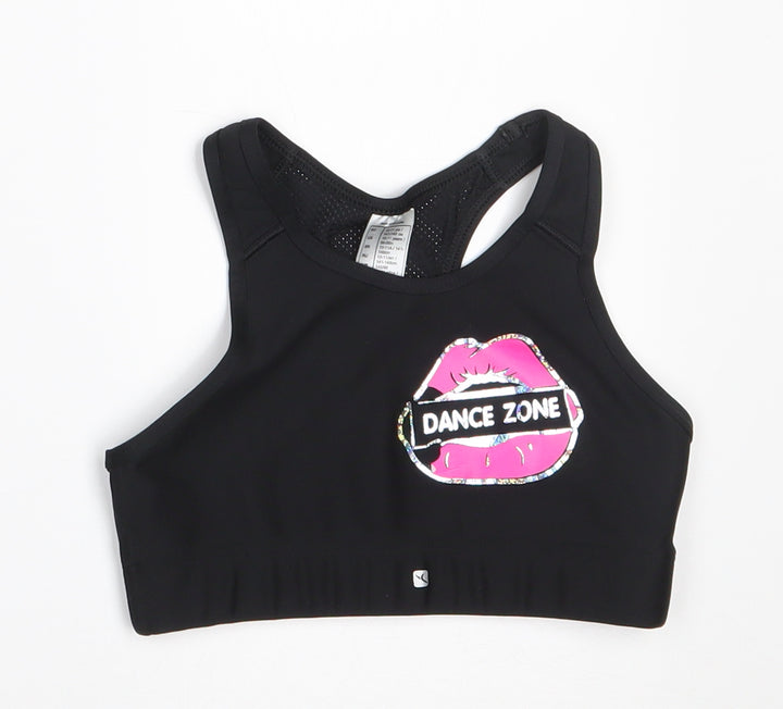 DECATHLON Girls Black  Polyester Cropped Tank Size 10-11 Years Round Neck Pullover