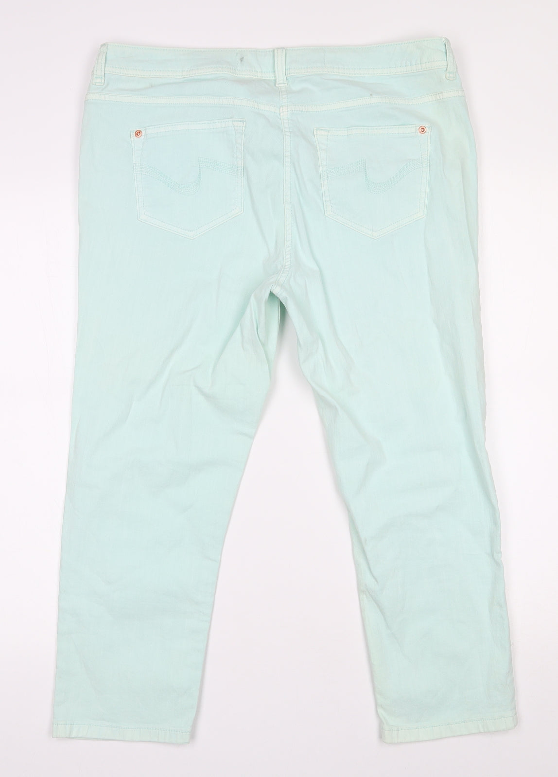 NEXT Womens Green  Cotton Cropped Jeans Size 16 L22.5 in Regular Zip