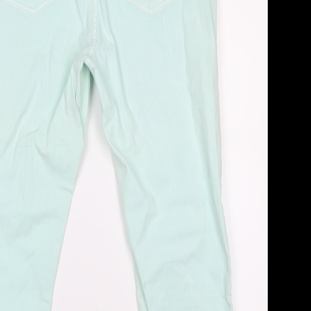 NEXT Womens Green  Cotton Cropped Jeans Size 16 L22.5 in Regular Zip