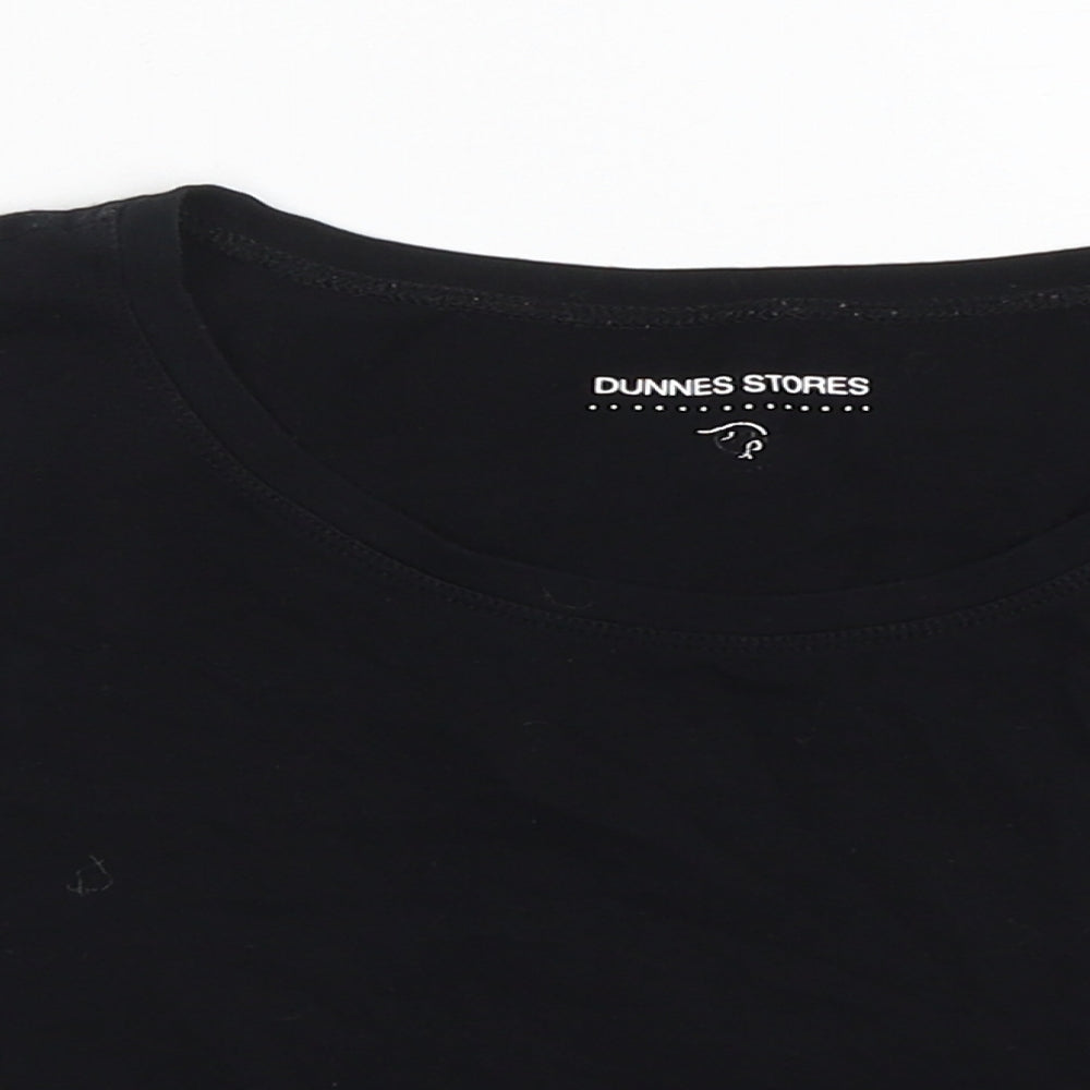 Dunnes Stores Womens Black  Polyester Cropped T-Shirt Size 12 Round Neck