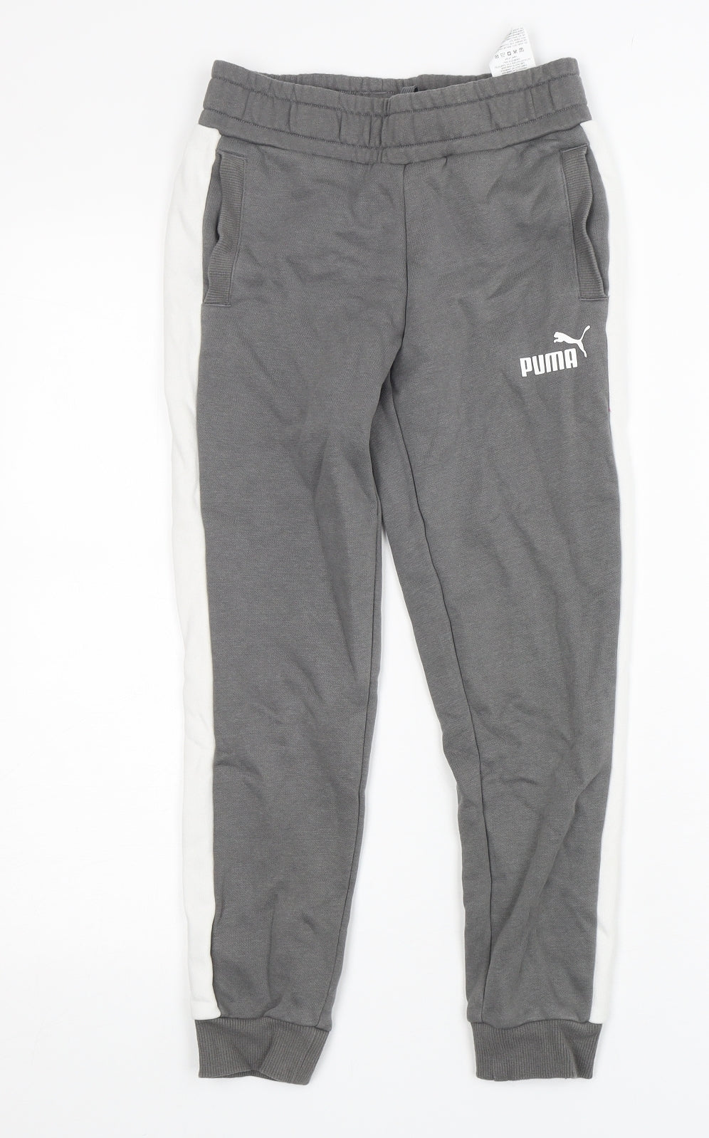 PUMA Boys Grey  Cotton Sweatpants Trousers Size 9-10 Years  Regular
