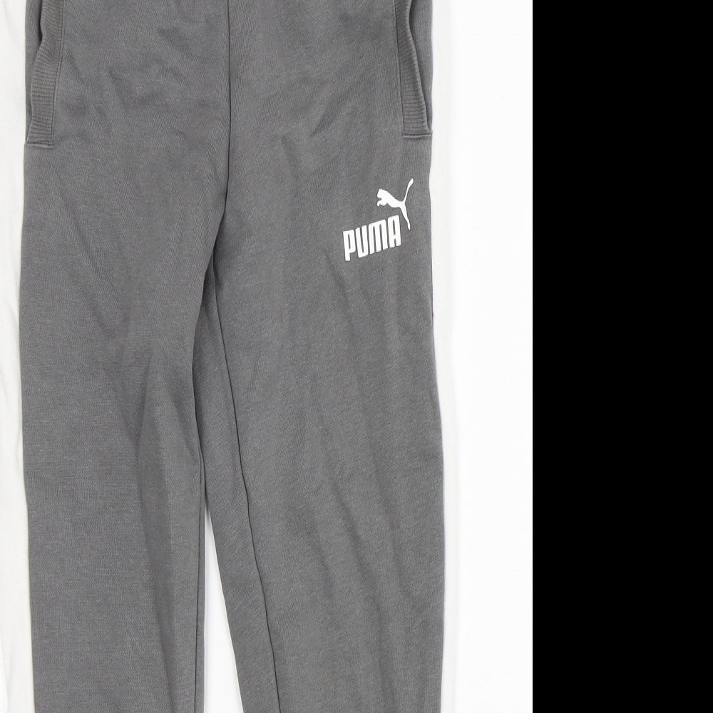 PUMA Boys Grey  Cotton Sweatpants Trousers Size 9-10 Years  Regular