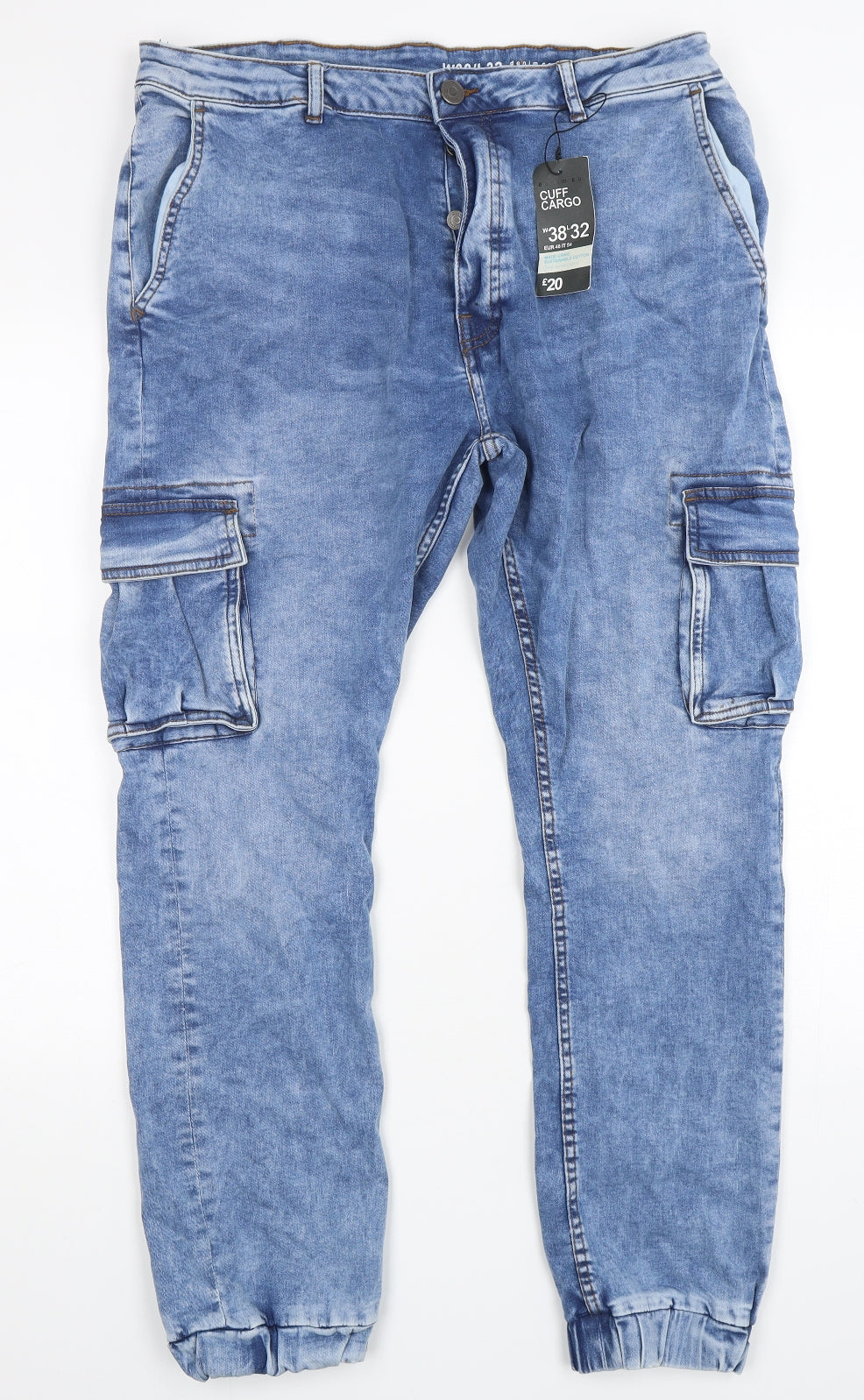 Denim Co Mens Blue  Cotton Straight Jeans Size 38 L32 in Regular