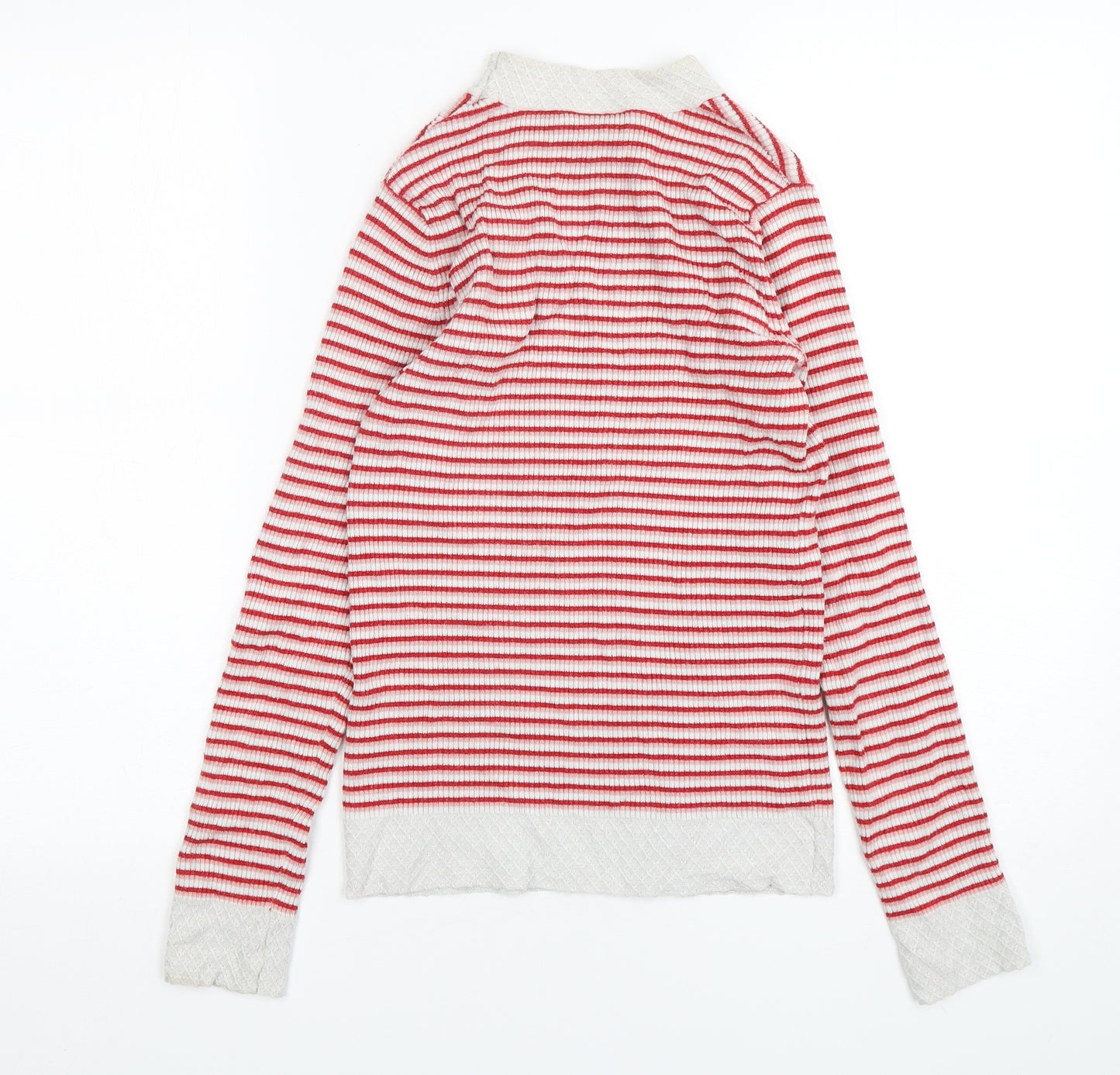 Oliver Bonas Womens Multicoloured High Neck Striped Viscose Pullover Jumper Size 8