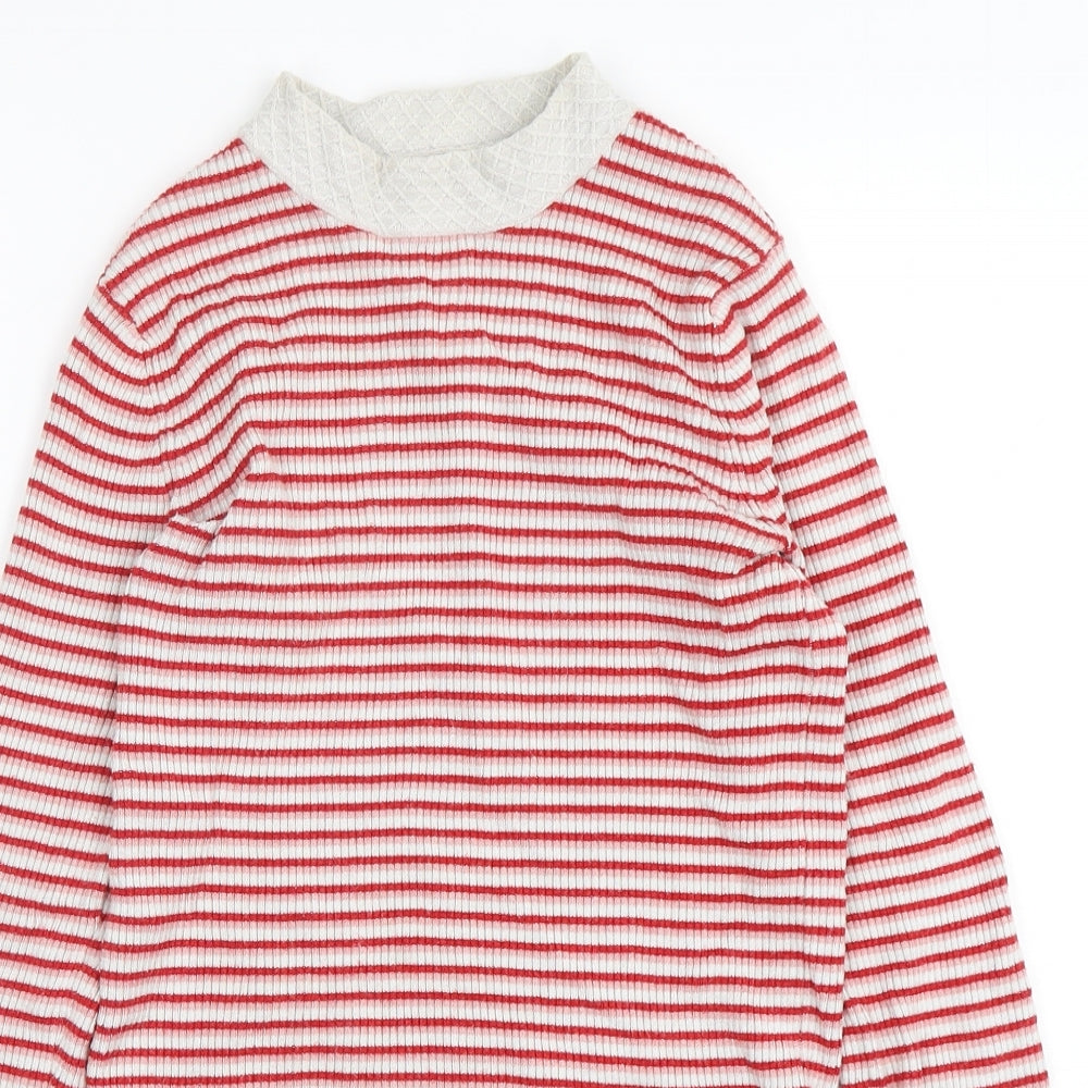 Oliver Bonas Womens Multicoloured High Neck Striped Viscose Pullover Jumper Size 8