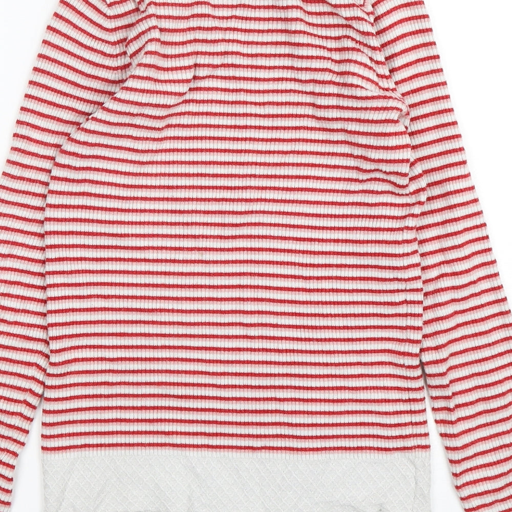 Oliver Bonas Womens Multicoloured High Neck Striped Viscose Pullover Jumper Size 8