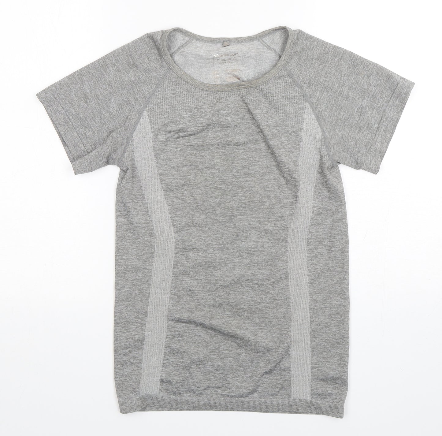 Workout Womens Grey  Polyester Basic T-Shirt Size 6 Round Neck Pullover