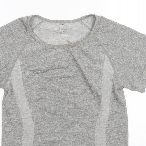 Workout Womens Grey  Polyester Basic T-Shirt Size 6 Round Neck Pullover