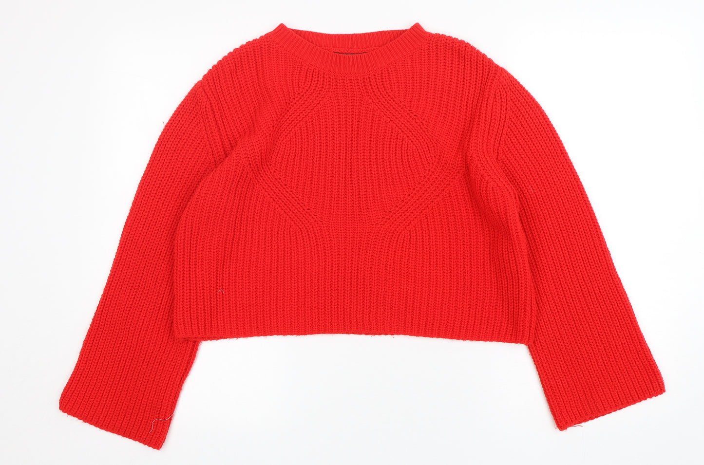 Primark Womens Red Round Neck  Acrylic Pullover Jumper Size 6   - Cropped
