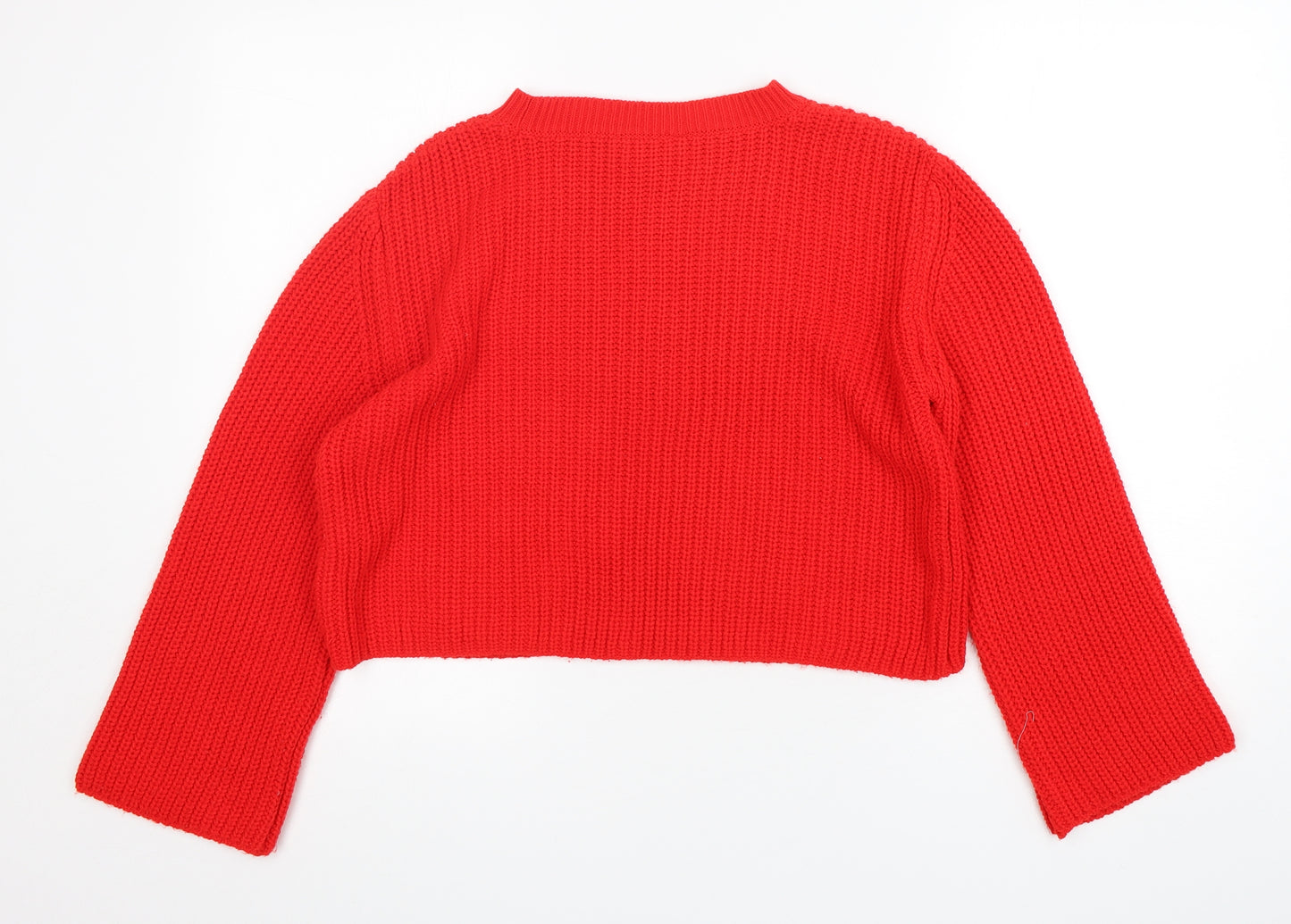 Primark Womens Red Round Neck  Acrylic Pullover Jumper Size 6   - Cropped