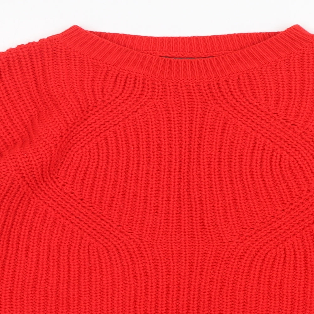 Primark Womens Red Round Neck  Acrylic Pullover Jumper Size 6   - Cropped