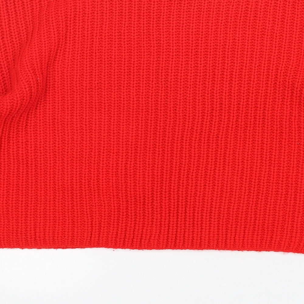 Primark Womens Red Round Neck  Acrylic Pullover Jumper Size 6   - Cropped