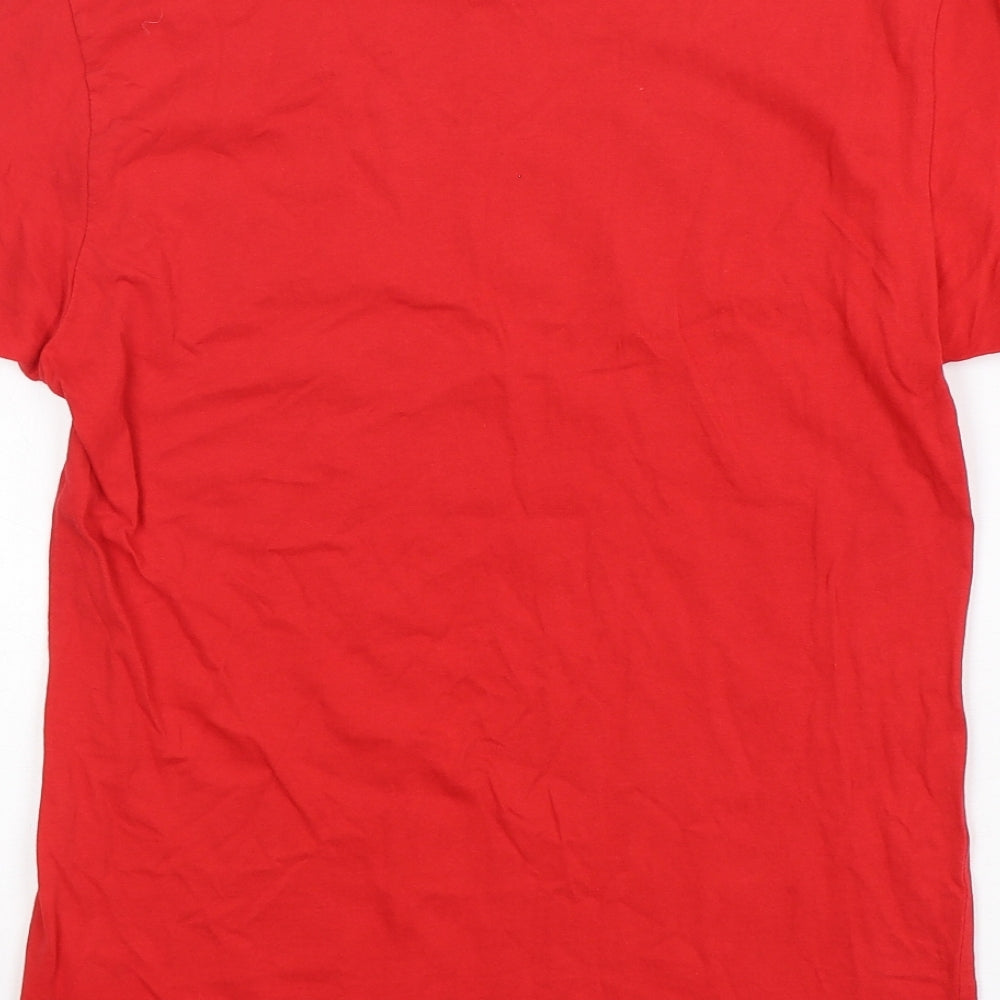Primark Mens Red  Cotton  T-Shirt Size S Round Neck  - Boston