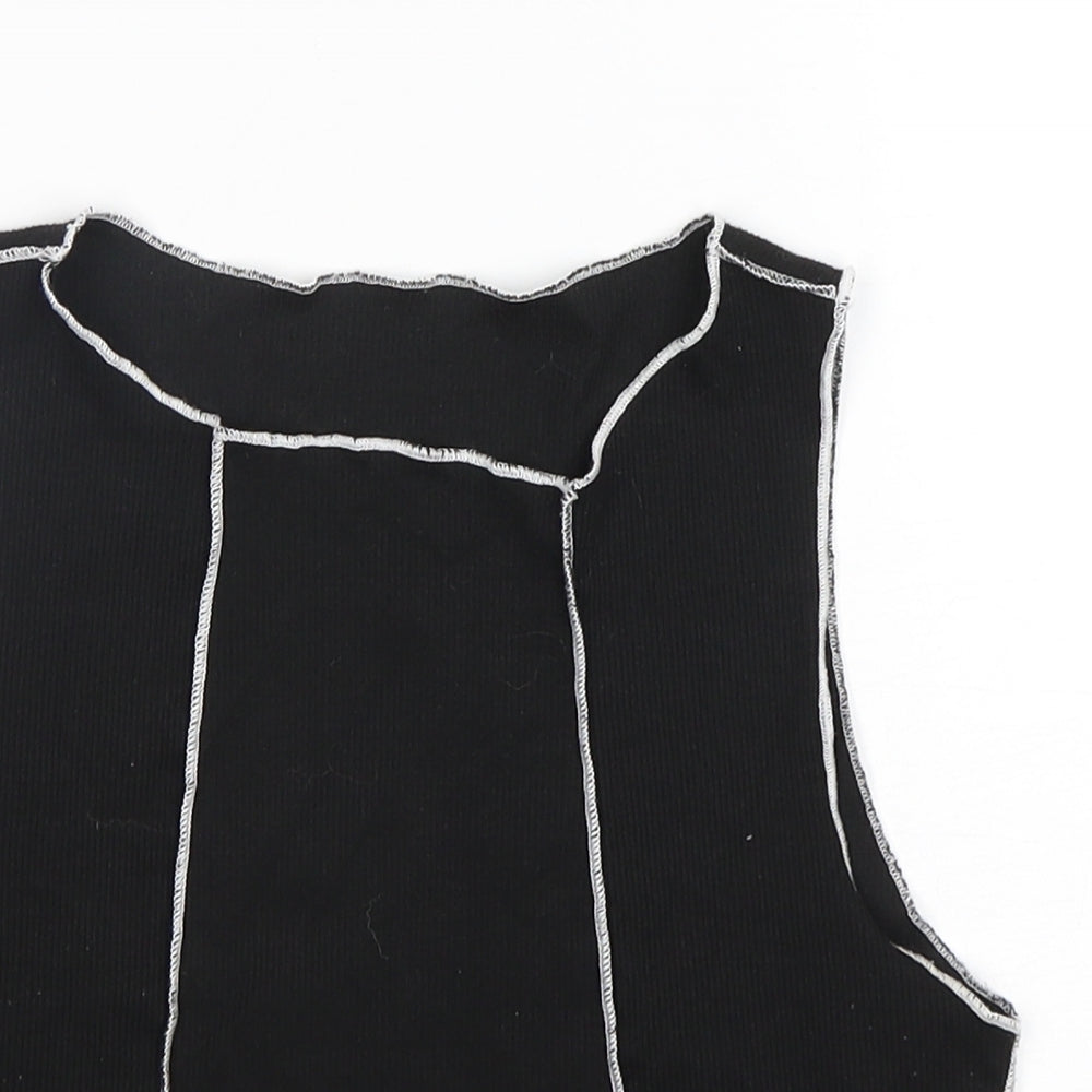 Shein  Womens Black  Cotton Basic Tank Size 12 Round Neck