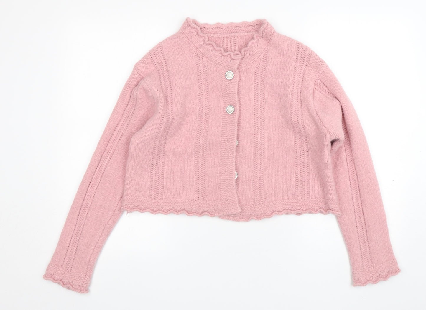 Shein  Womens Pink Round Neck  Polyester Cardigan Jumper One Size