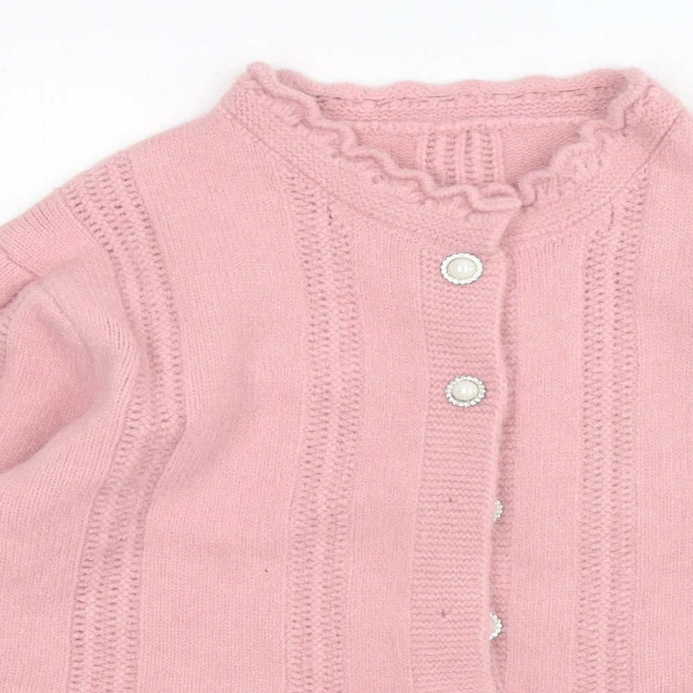 Shein  Womens Pink Round Neck  Polyester Cardigan Jumper One Size