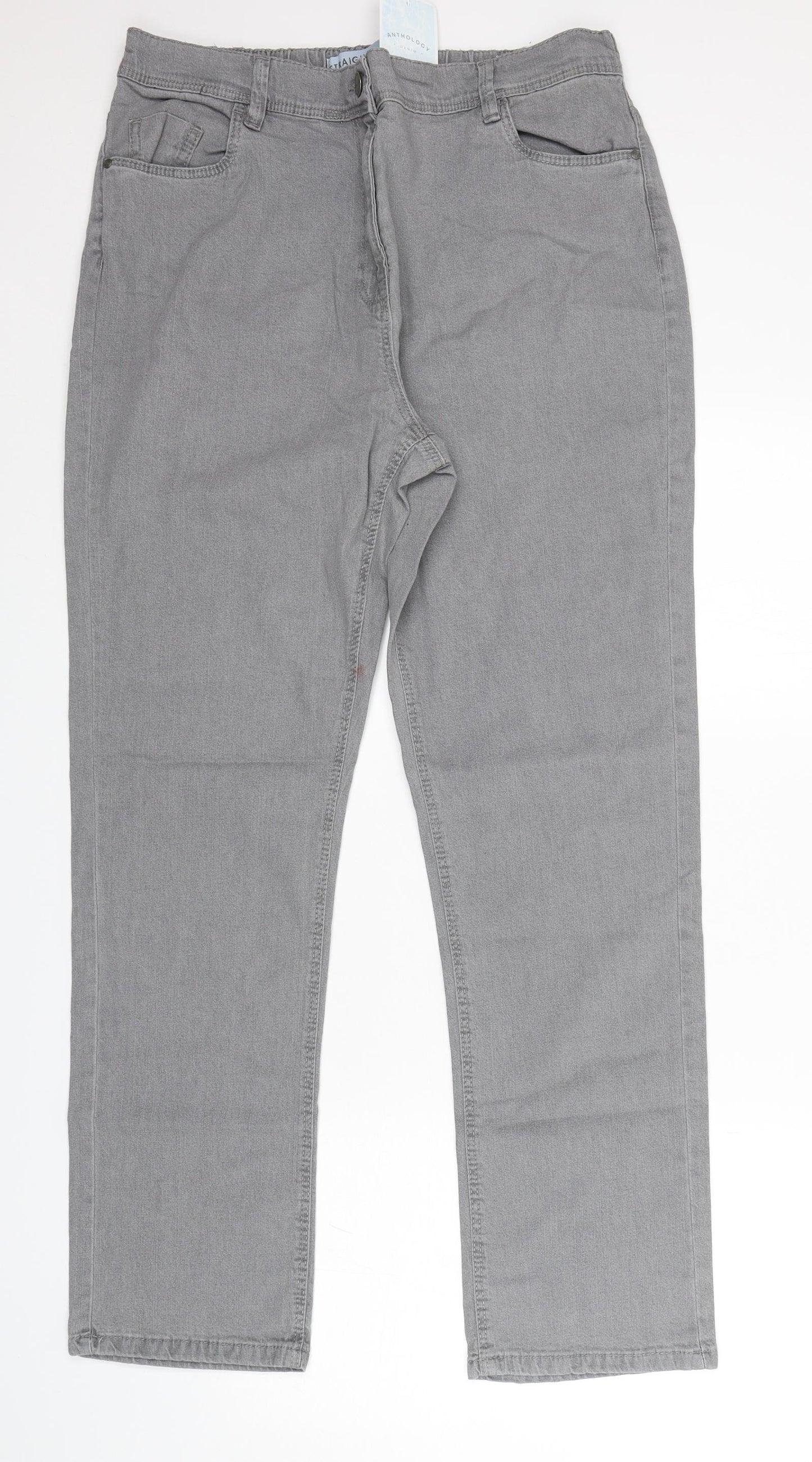 Anthology Womens Grey  Cotton Straight Jeans Size 18 L30 in Regular