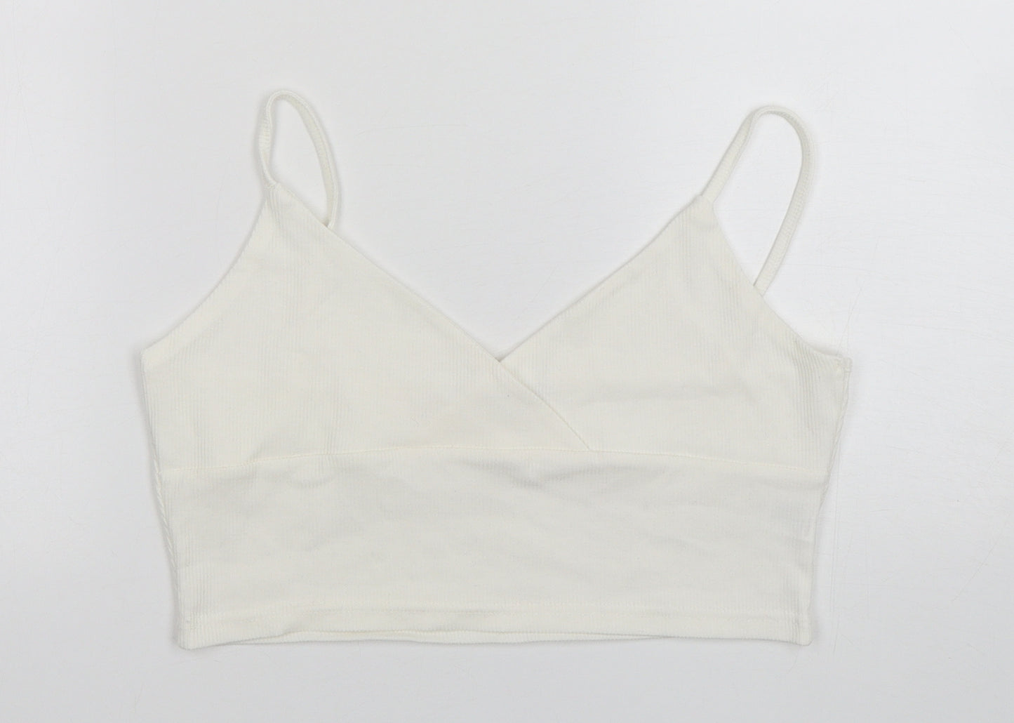 Shein  Womens White  Polyester Cropped Tank Size 12 V-Neck