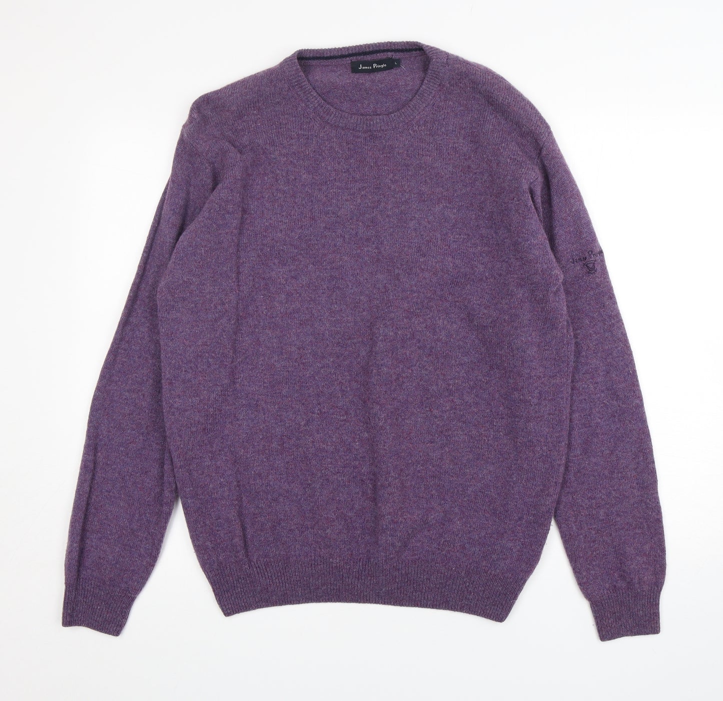 James Pringle  Mens Purple Round Neck  Wool Pullover Jumper Size L