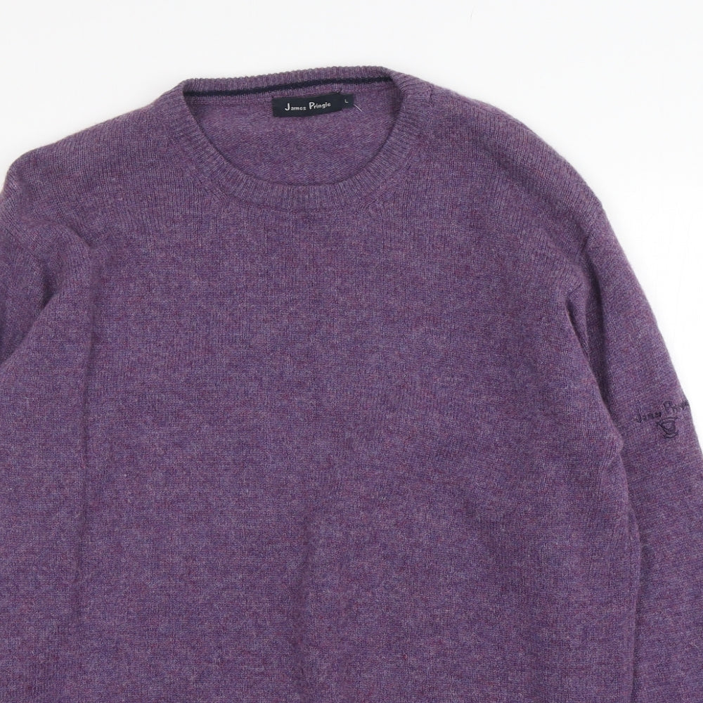 James Pringle  Mens Purple Round Neck  Wool Pullover Jumper Size L
