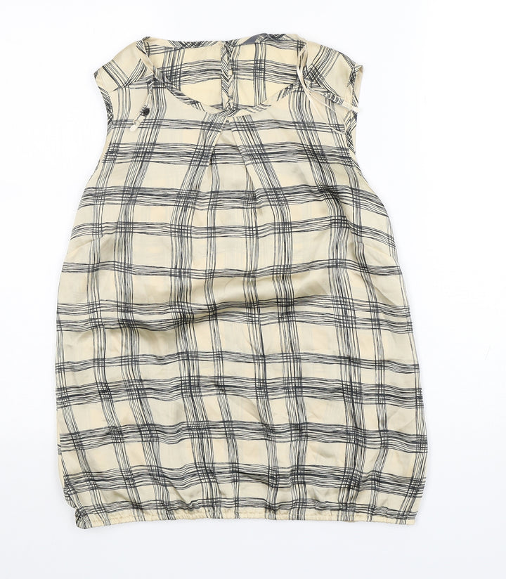 BHS Womens Multicoloured Check Polyester Basic Blouse Size 10 Round Neck