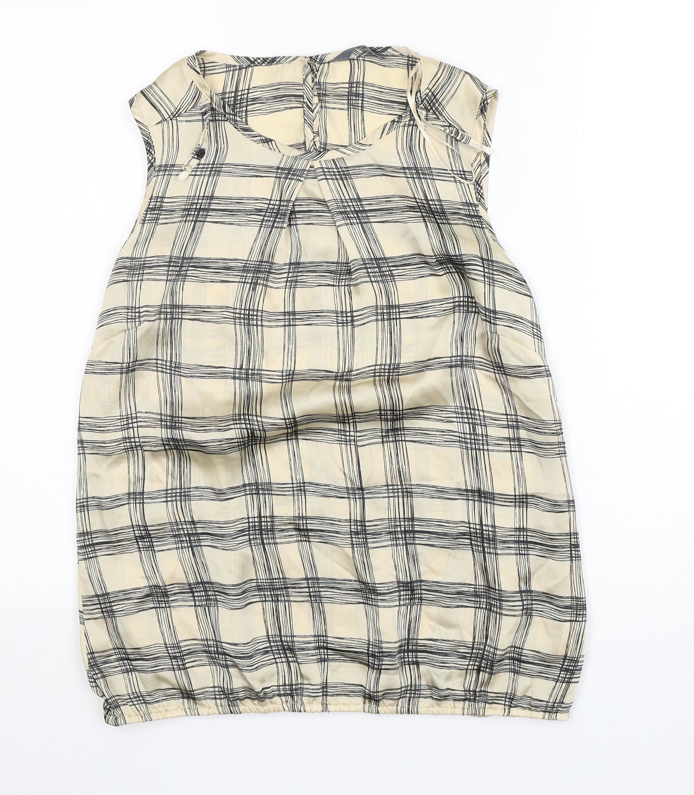 BHS Womens Multicoloured Check Polyester Basic Blouse Size 10 Round Neck