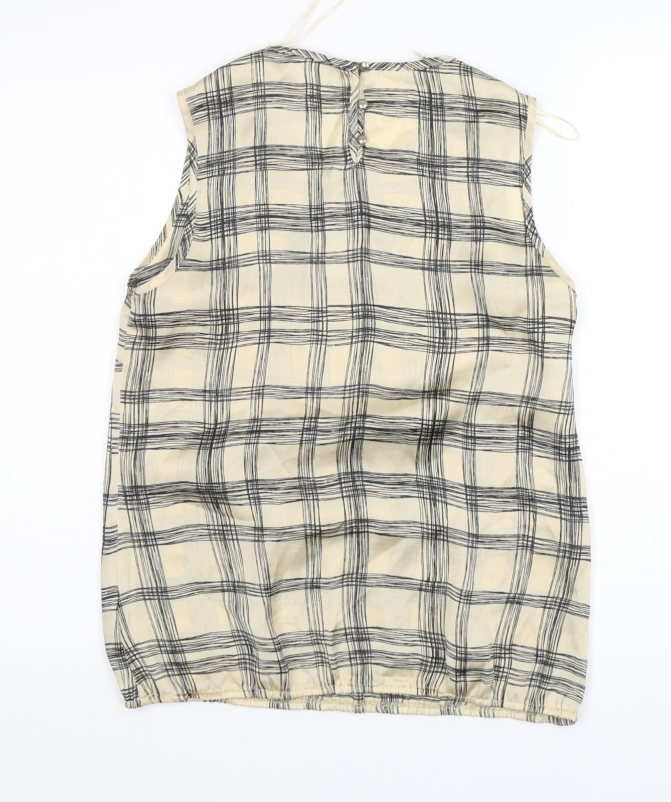 BHS Womens Multicoloured Check Polyester Basic Blouse Size 10 Round Neck