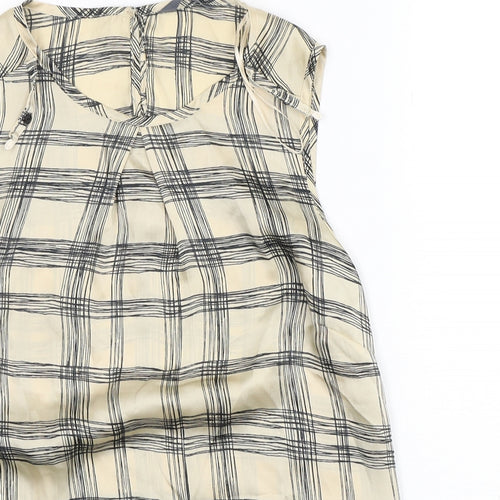 BHS Womens Multicoloured Check Polyester Basic Blouse Size 10 Round Neck