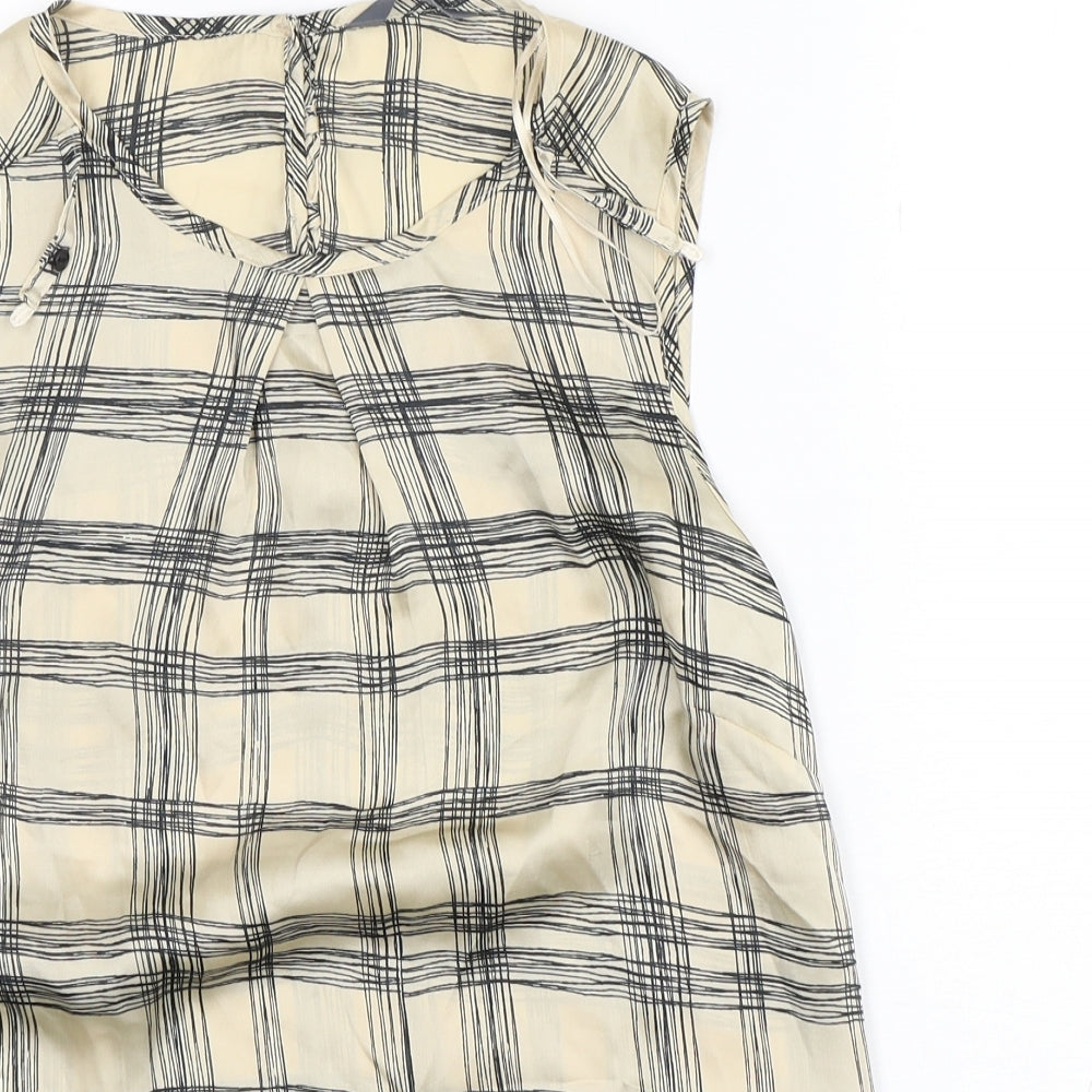 BHS Womens Multicoloured Check Polyester Basic Blouse Size 10 Round Neck