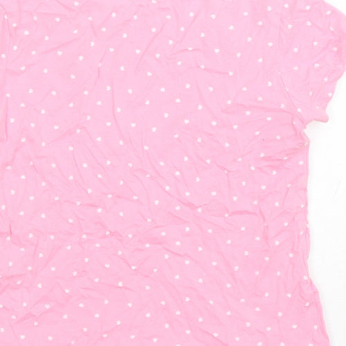 Primark Girls Pink Polka Dot Cotton Basic T-Shirt Size 6-7 Years Round Neck Pullover