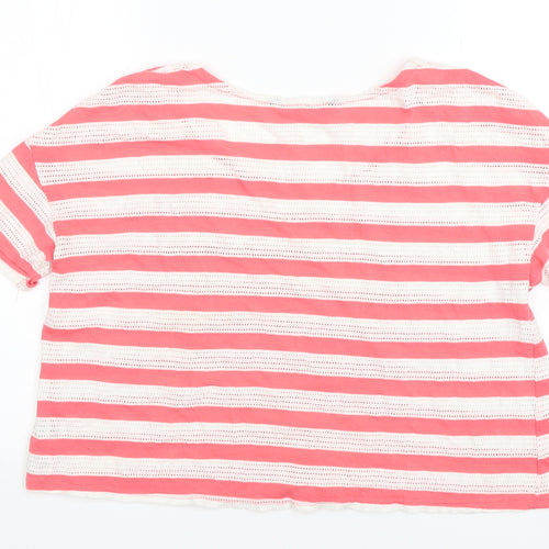 Dunnes Stores Womens Multicoloured Striped Cotton Basic T-Shirt Size S Round Neck