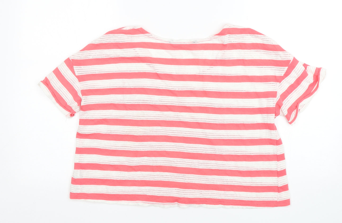 Dunnes Stores Womens Multicoloured Striped Cotton Basic T-Shirt Size S Round Neck