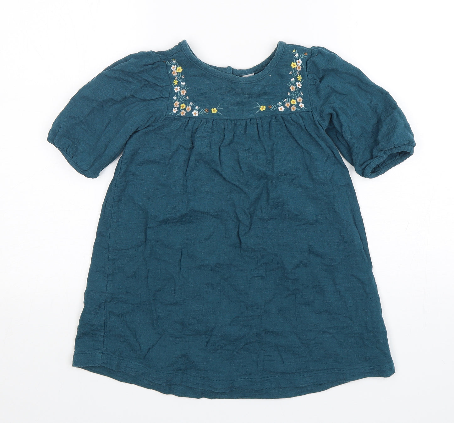 TU Girls Green  Cotton A-Line  Size 4-5 Years  Round Neck
