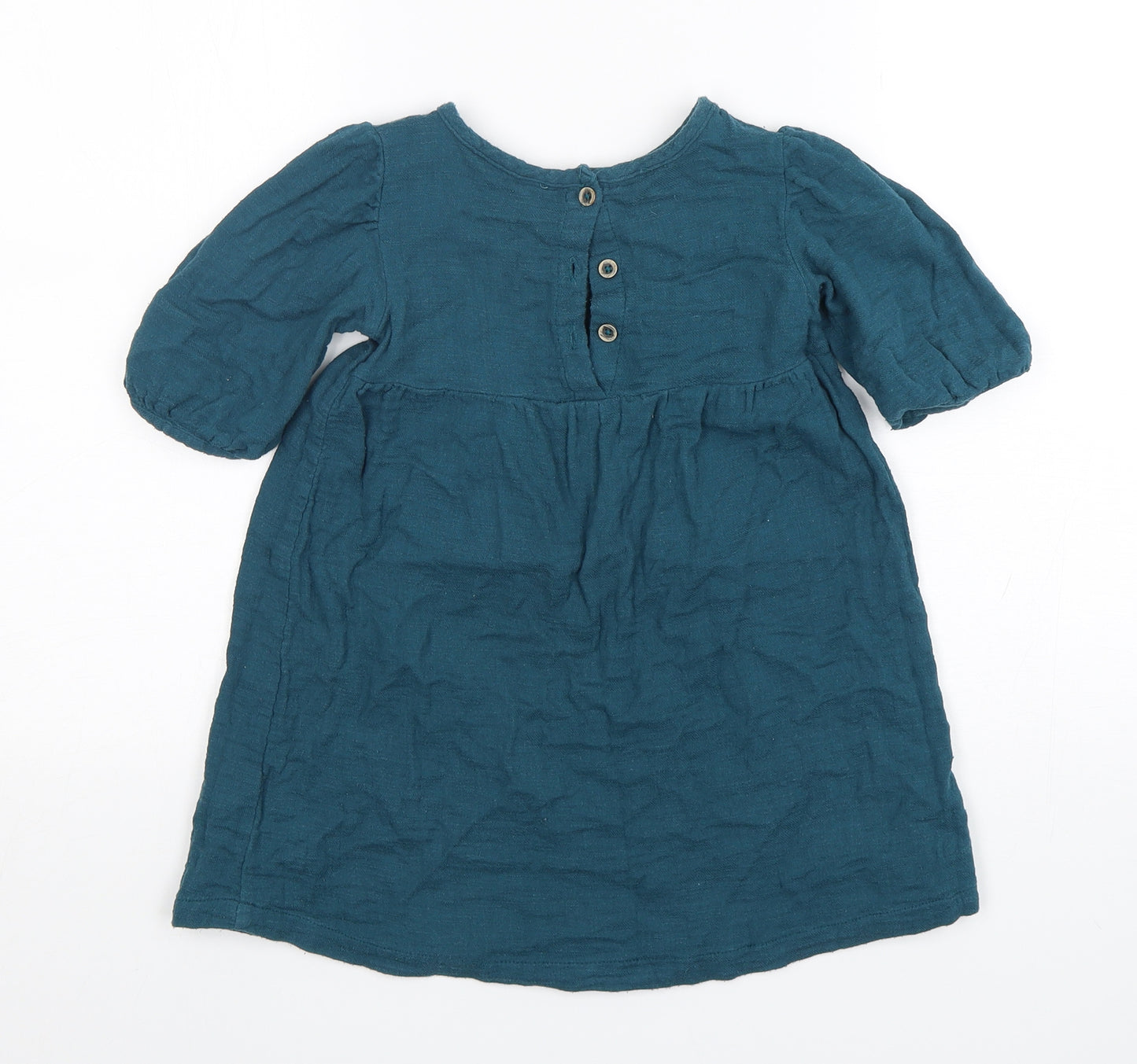TU Girls Green  Cotton A-Line  Size 4-5 Years  Round Neck