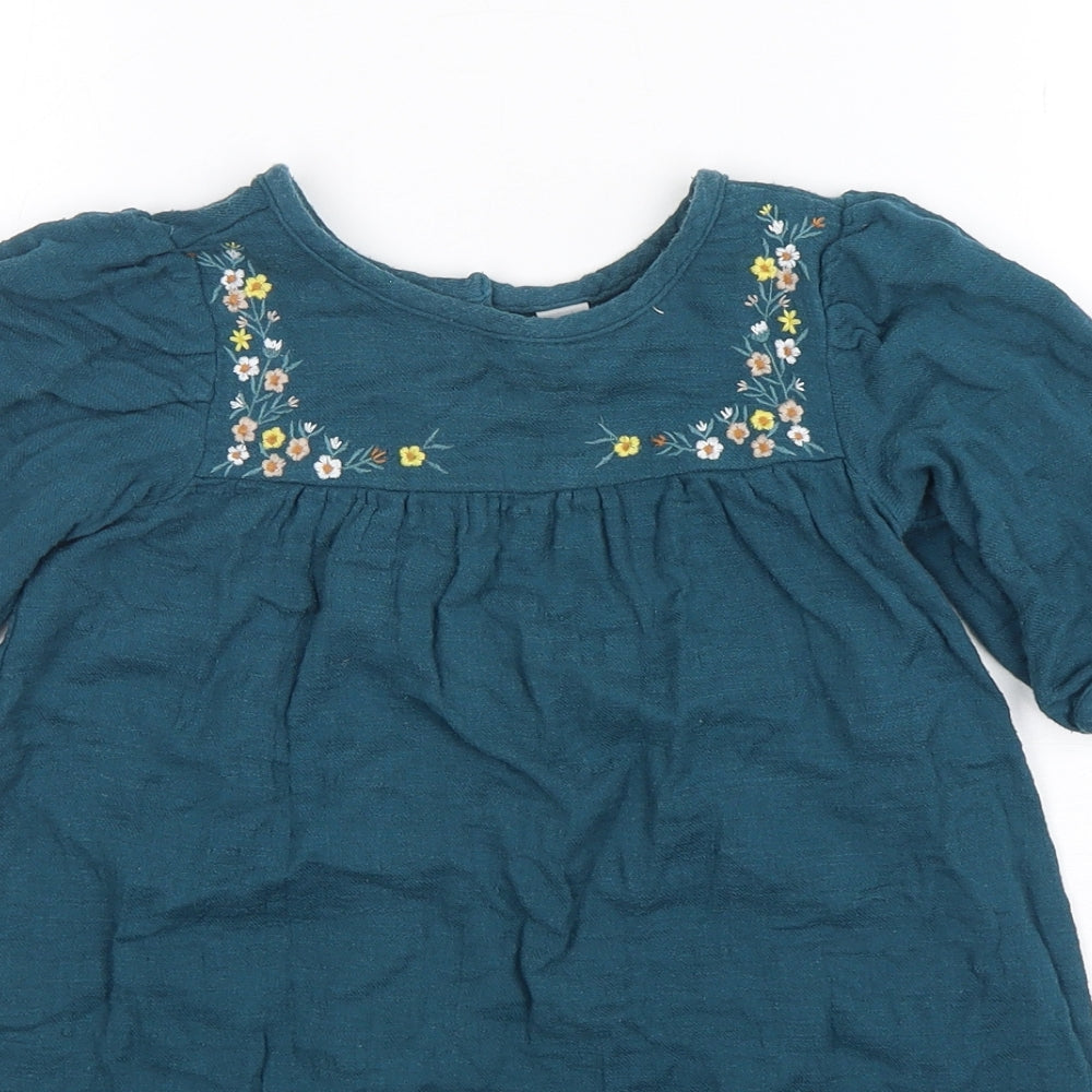 TU Girls Green  Cotton A-Line  Size 4-5 Years  Round Neck