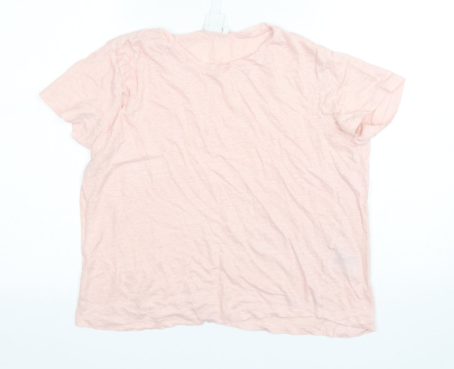 H&M Womens Pink  Linen Basic T-Shirt Size L Round Neck