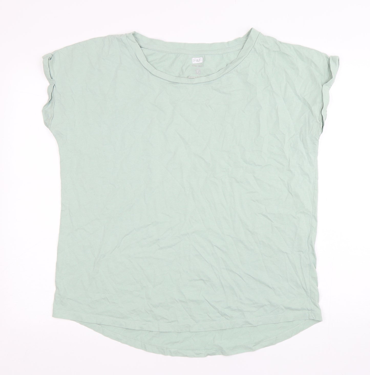 F&F Womens Green  Cotton Basic T-Shirt Size 18 Round Neck