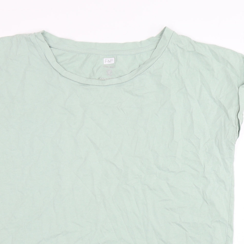 F&F Womens Green  Cotton Basic T-Shirt Size 18 Round Neck