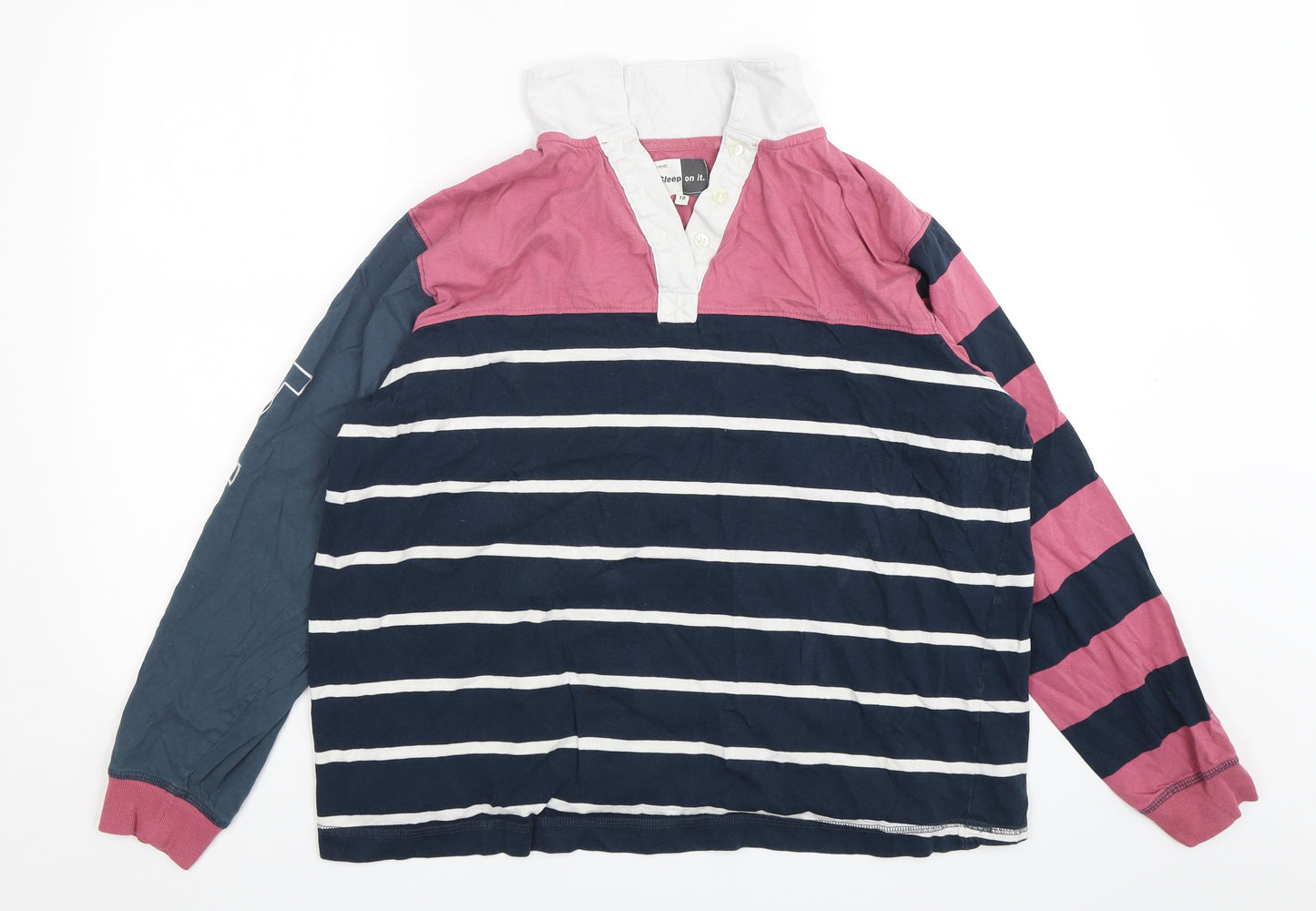 NEXT Womens Multicoloured Striped Cotton Top Pyjama Top Size 18