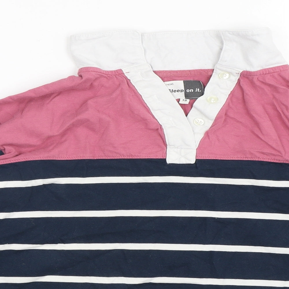 NEXT Womens Multicoloured Striped Cotton Top Pyjama Top Size 18