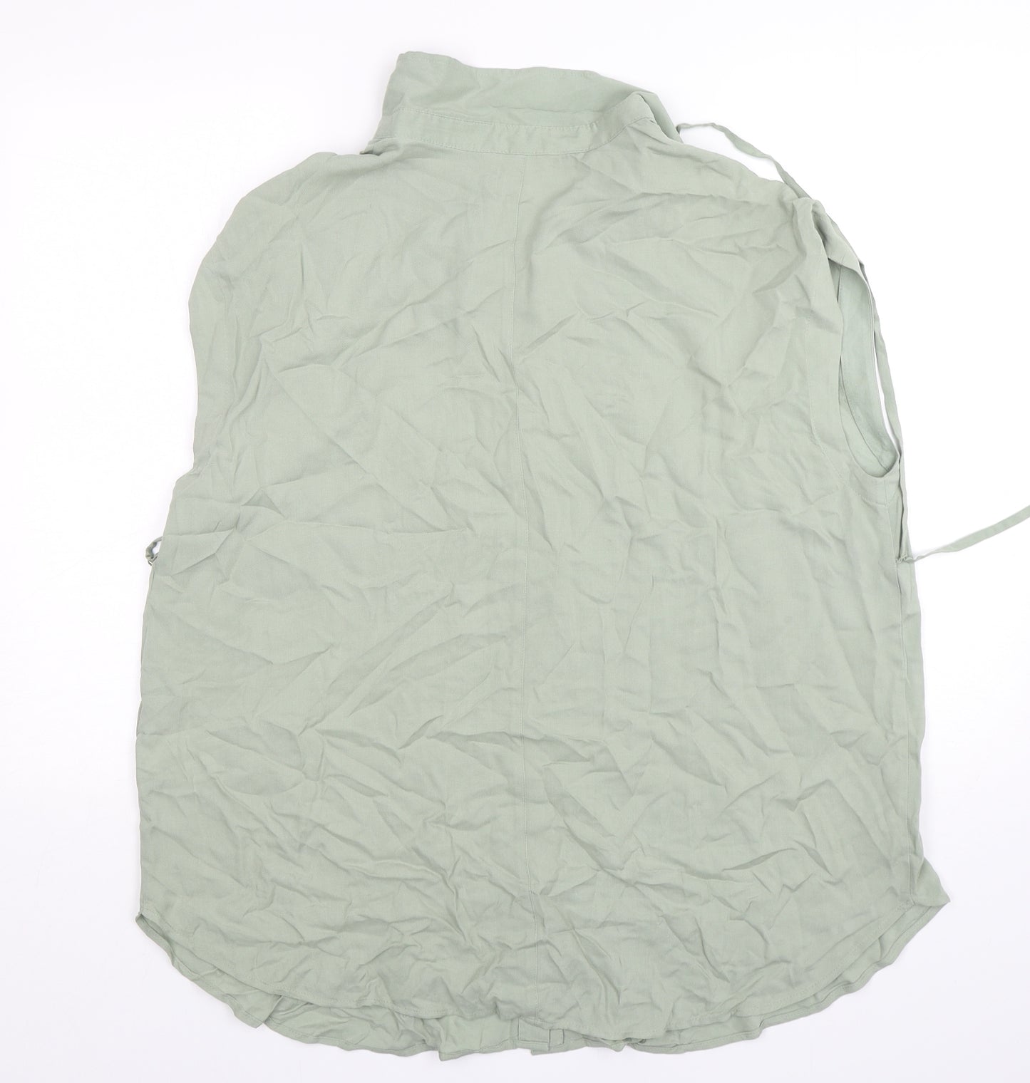 H&M Womens Green  Viscose Basic Button-Up Size L Collared