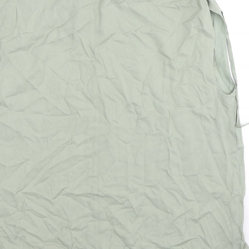 H&M Womens Green  Viscose Basic Button-Up Size L Collared