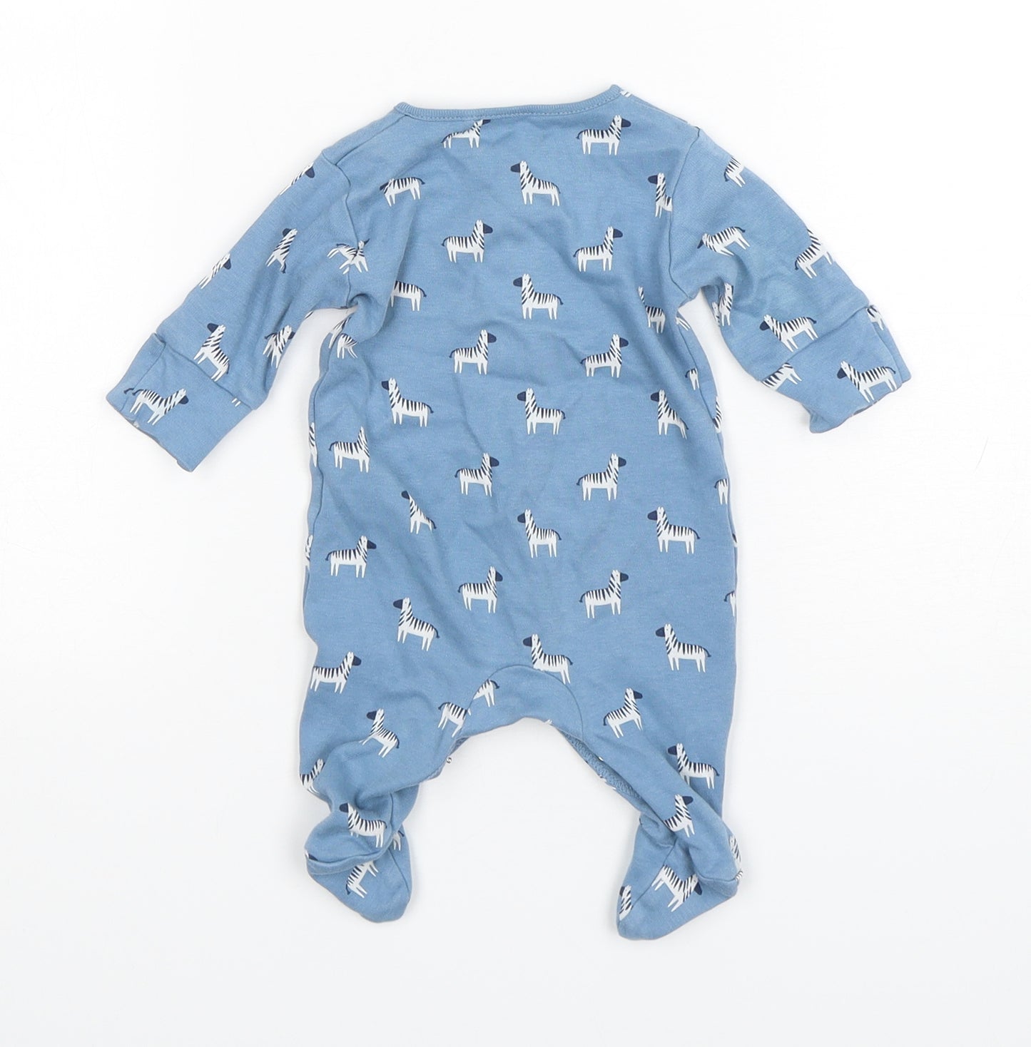 NEXT Boys Blue Spotted Cotton Babygrow One-Piece Size Newborn  Snap - zebra