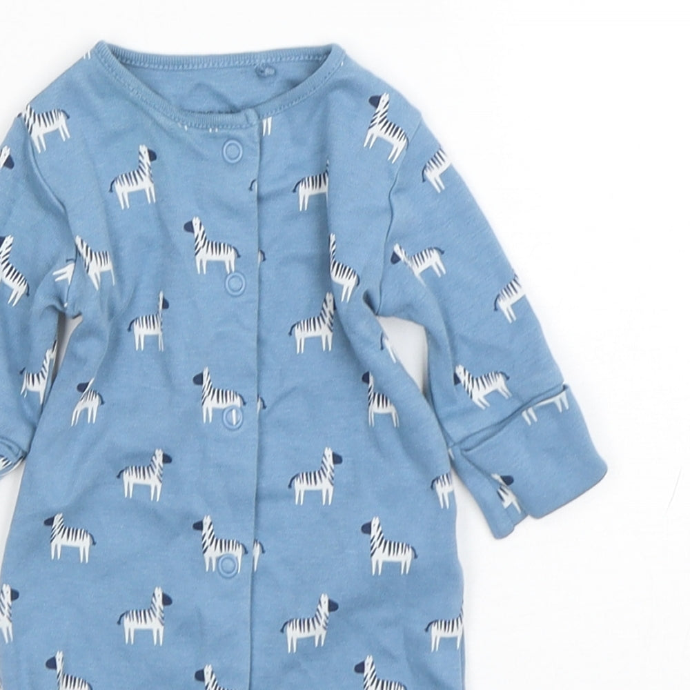 NEXT Boys Blue Spotted Cotton Babygrow One-Piece Size Newborn  Snap - zebra