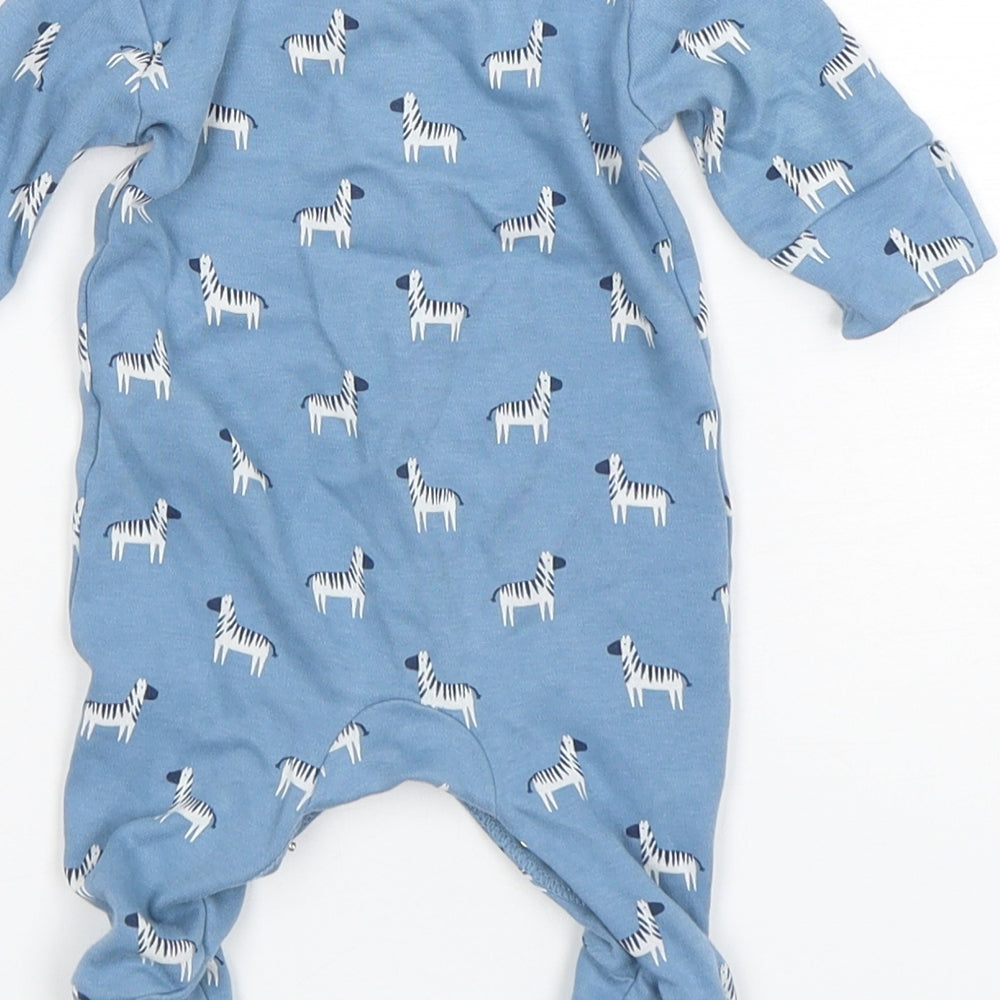 NEXT Boys Blue Spotted Cotton Babygrow One-Piece Size Newborn  Snap - zebra