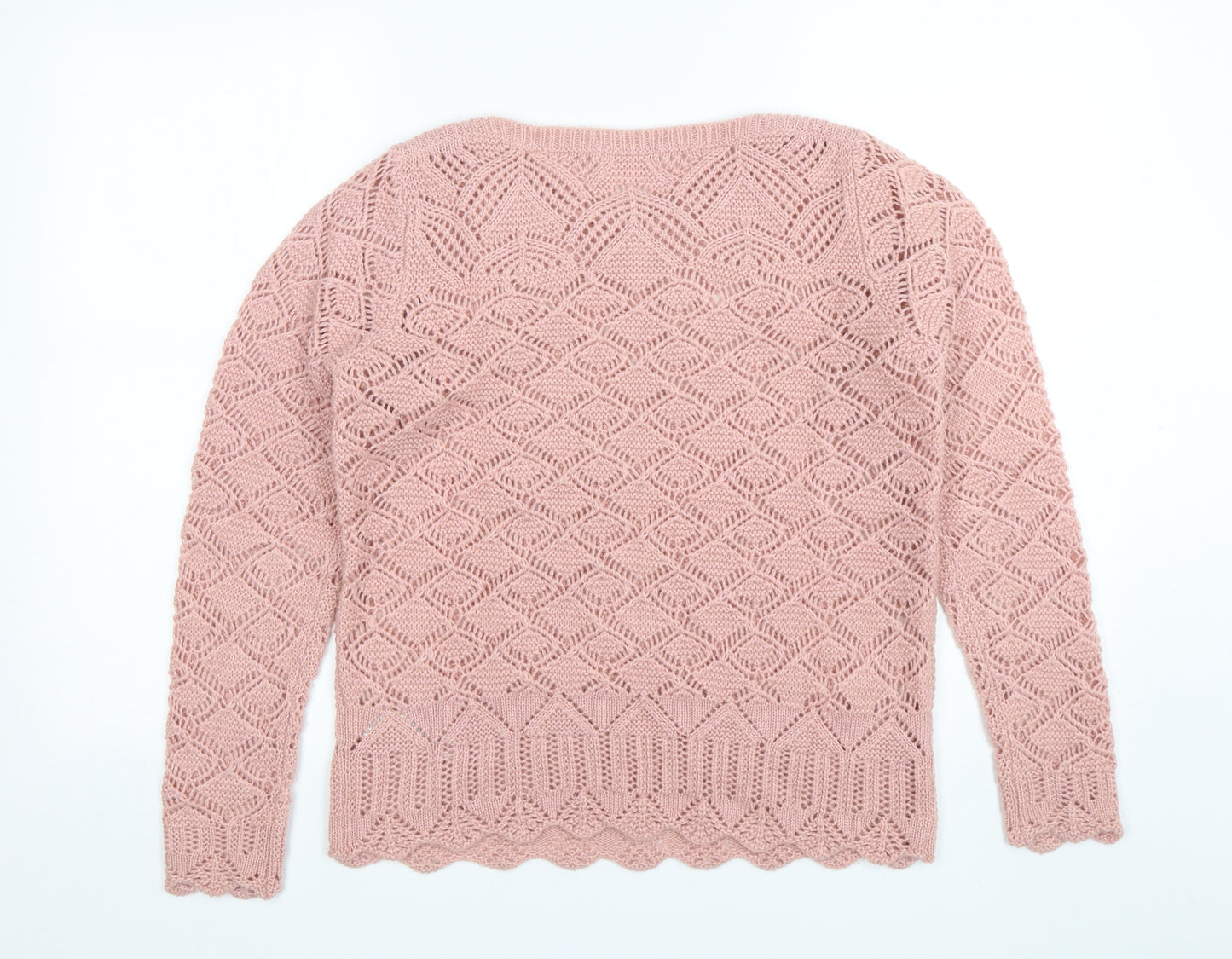 Indigo Womens Pink Round Neck  Acrylic Pullover Jumper Size 10