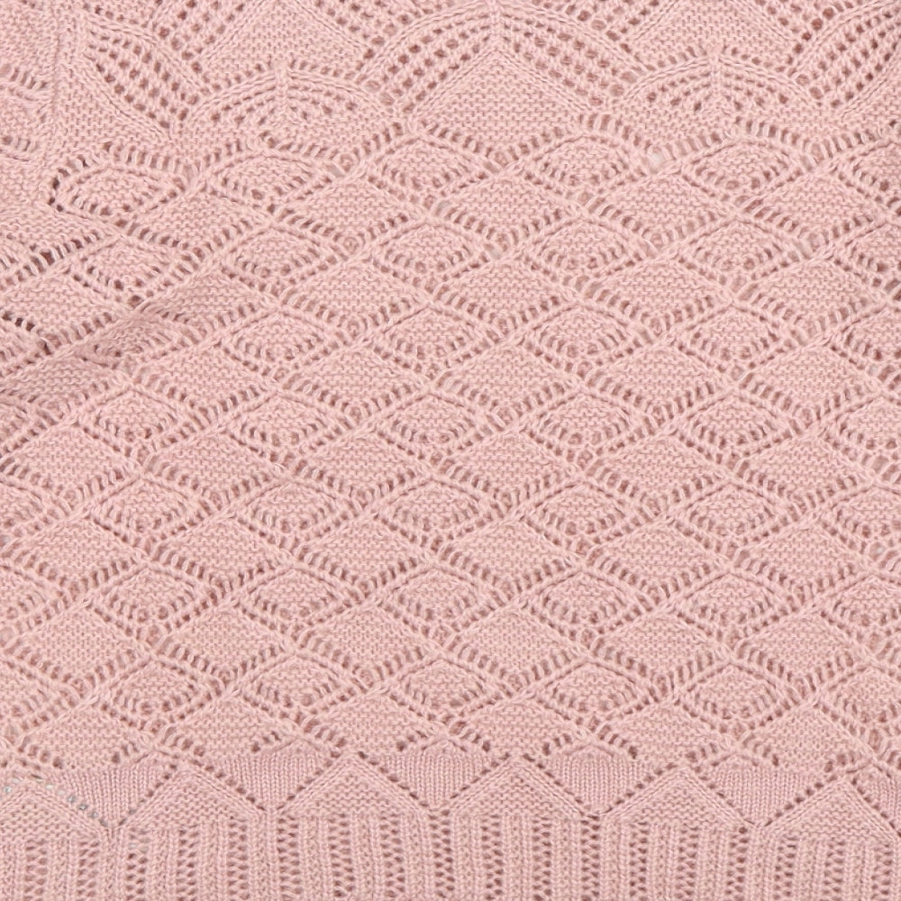 Indigo Womens Pink Round Neck  Acrylic Pullover Jumper Size 10