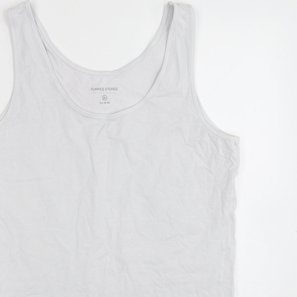 Dunnes Stores  Womens White  Cotton Basic Tank Size XL Round Neck