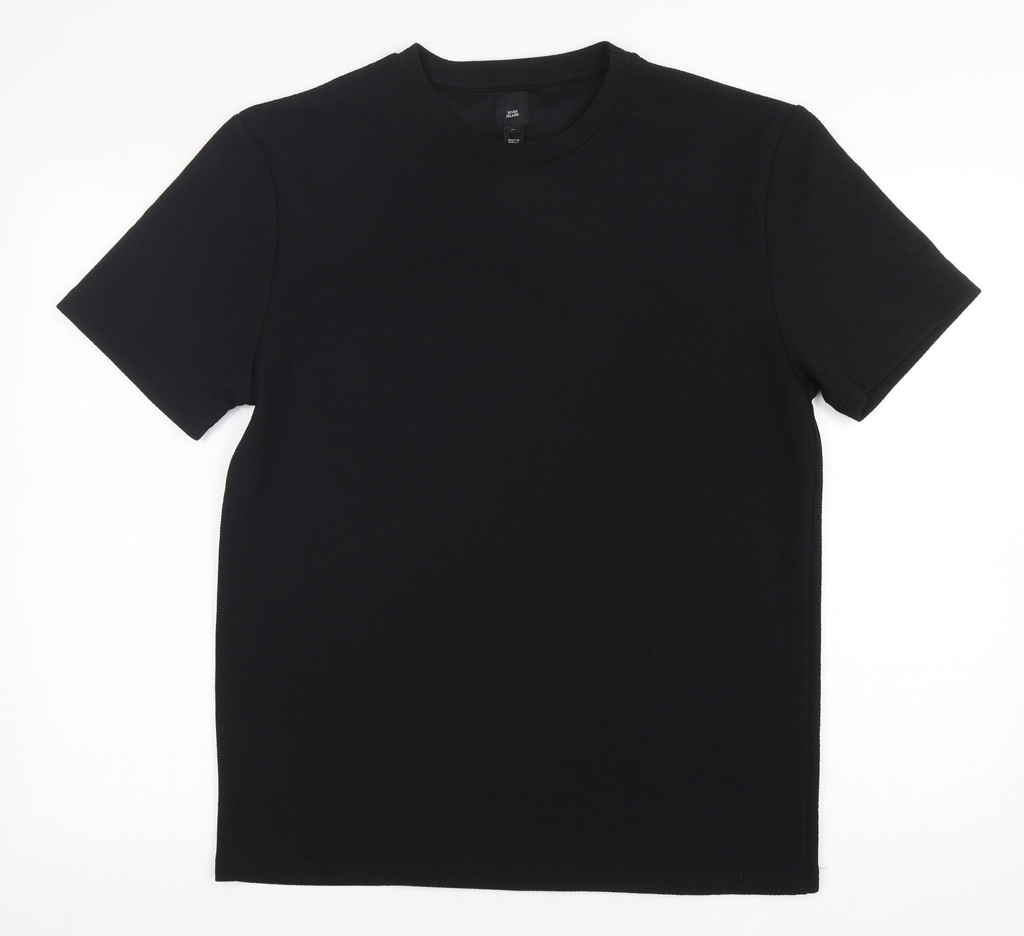 River Island  Mens Black  Polyester  T-Shirt Size M Round Neck