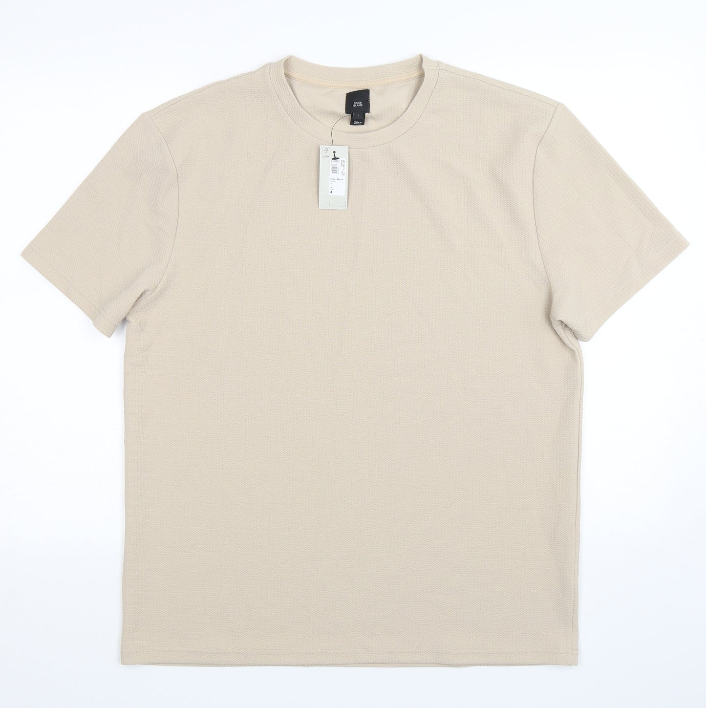 River Island  Mens Beige  Polyester  T-Shirt Size L Round Neck